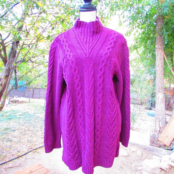 Denim&Co Deep Purple Chunky Sweater - Picture 1 of 4